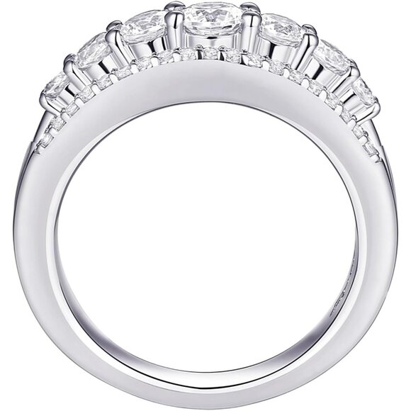 🆕 Women White Eternity Ring Wedding Band Sterling Round Cubic Zirconia Jewelry - Picture 3 of 7